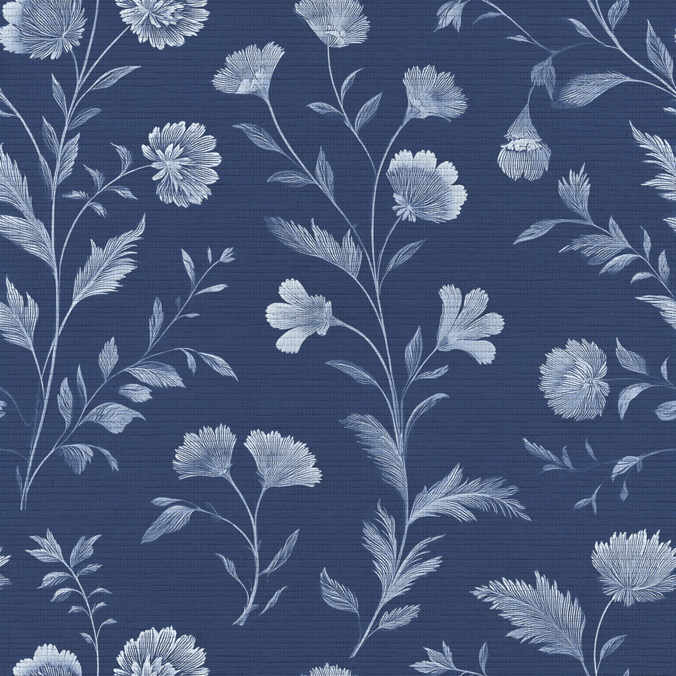 Embossed Blue Garden Faux Grasscloth Wallpaper - Painted Paper