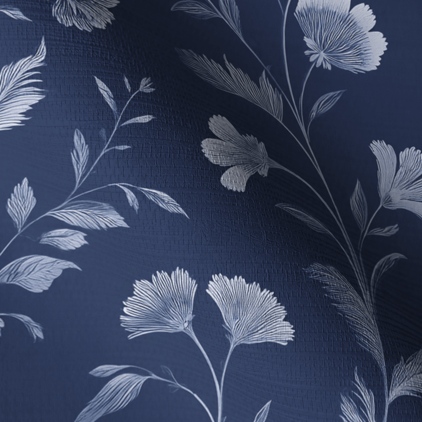 Embossed Blue Garden Faux Grasscloth Wallpaper - Painted Paper