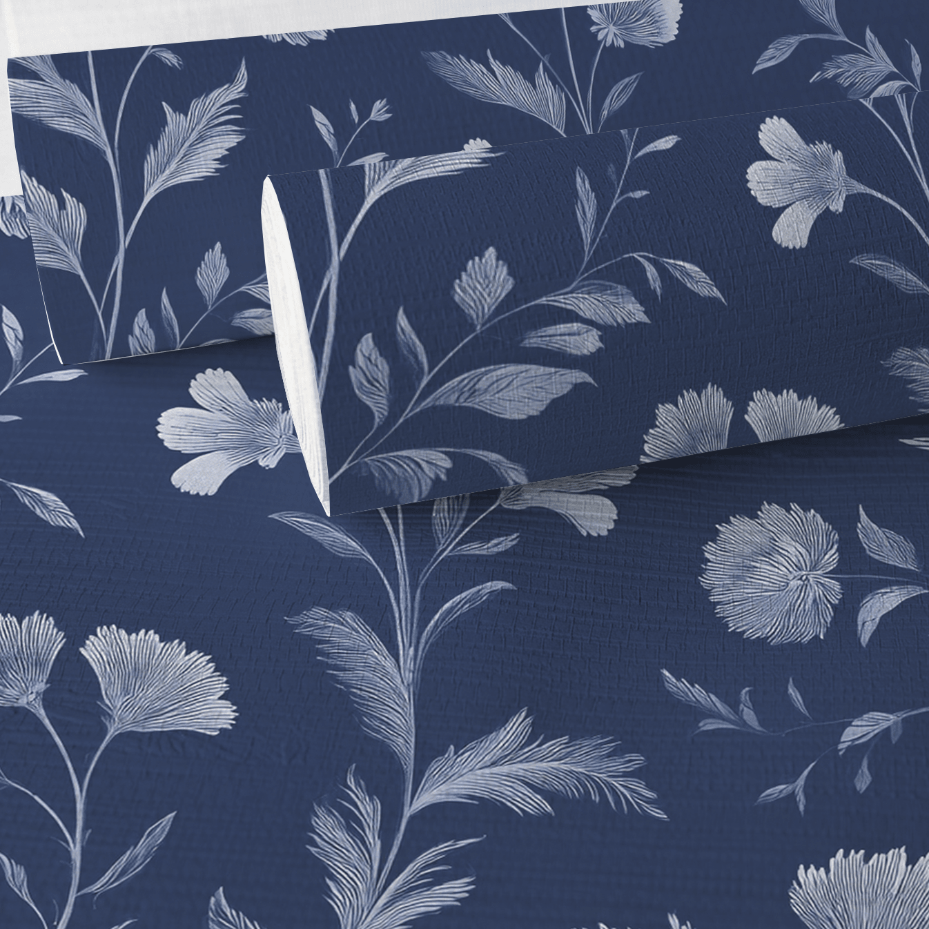 Embossed Blue Garden Faux Grasscloth Wallpaper - Painted Paper