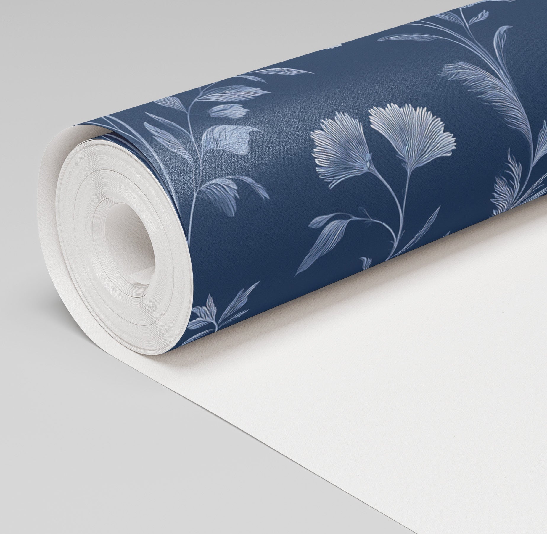 Embossed Blue Garden Wallpaper - Benton Lane Home - Painted Paper