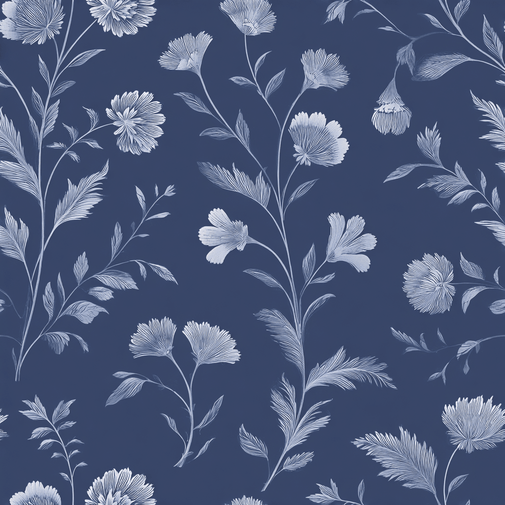 Embossed Blue Garden Wallpaper - Benton Lane Home - Painted Paper