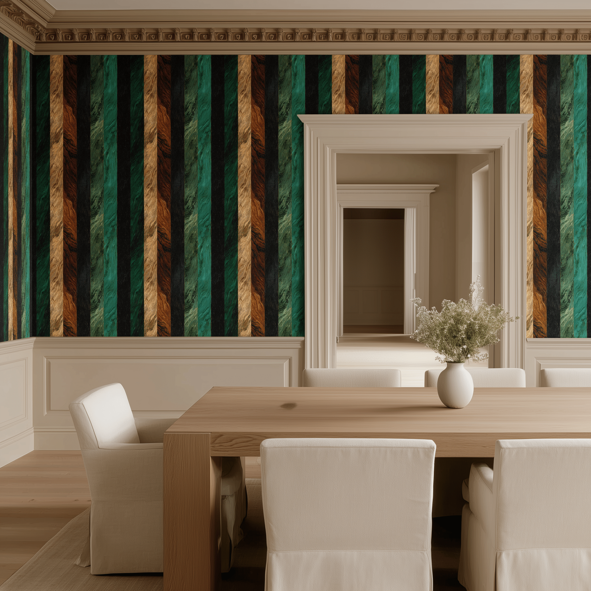Emerald Grain Wallpaper - Benton Lane Home - Painted Paper