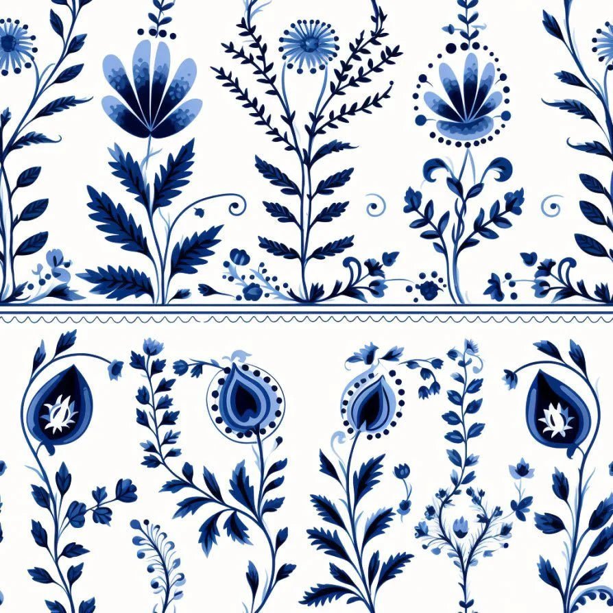 Emery Delftware Wallpaper - Benton Lane Home - Painted Paper