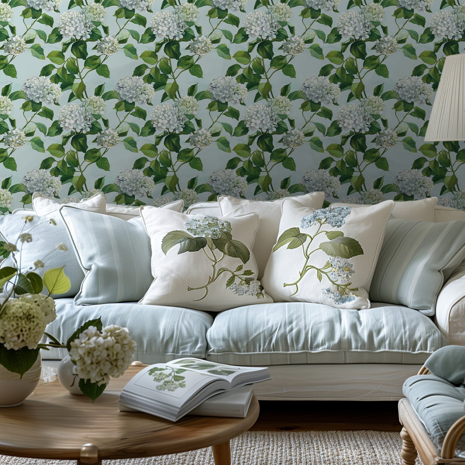 Emma Hydrangea Wallpaper - Benton Lane Home - Painted Paper
