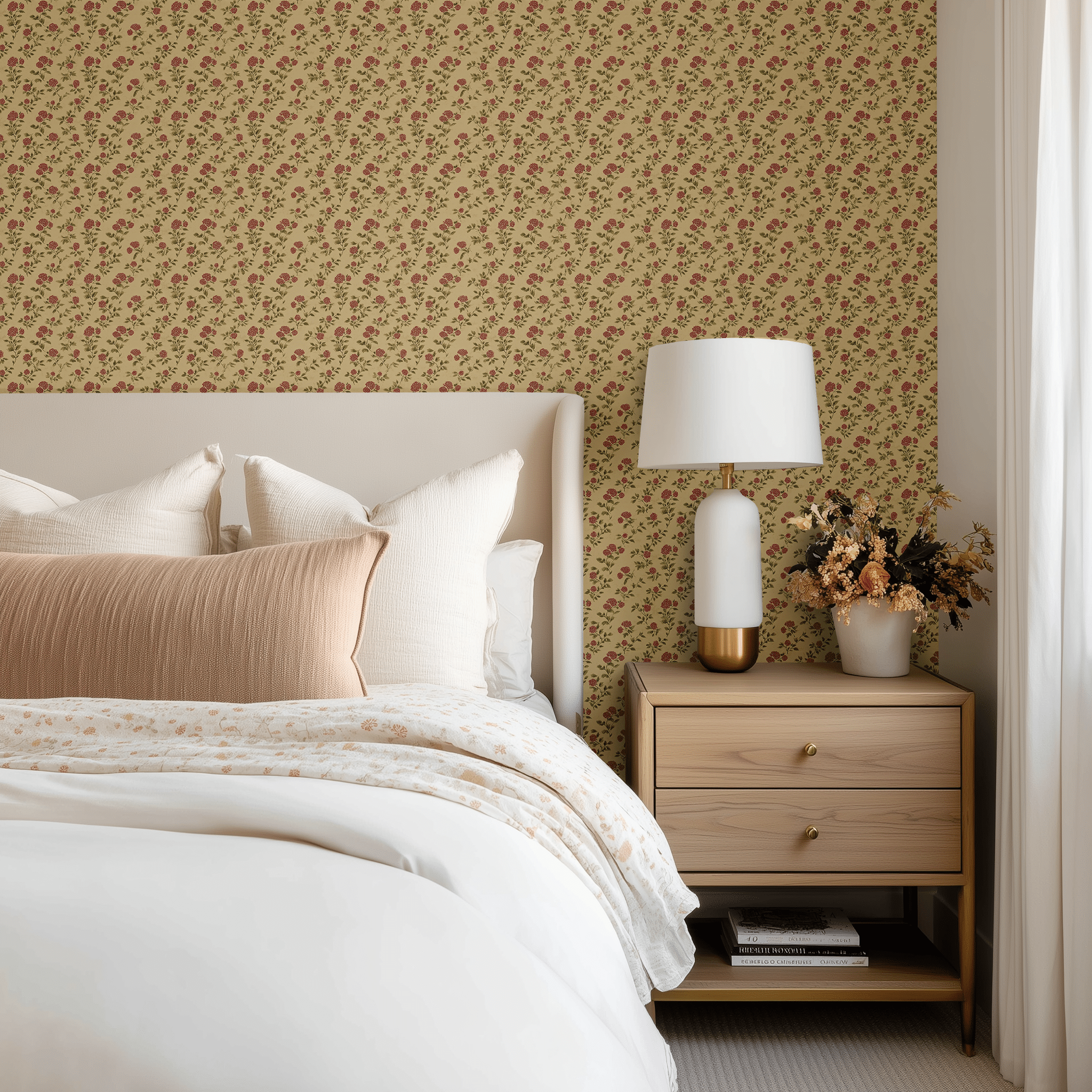 English Rosebud Wallpaper - Benton Lane Home - Benton Lane