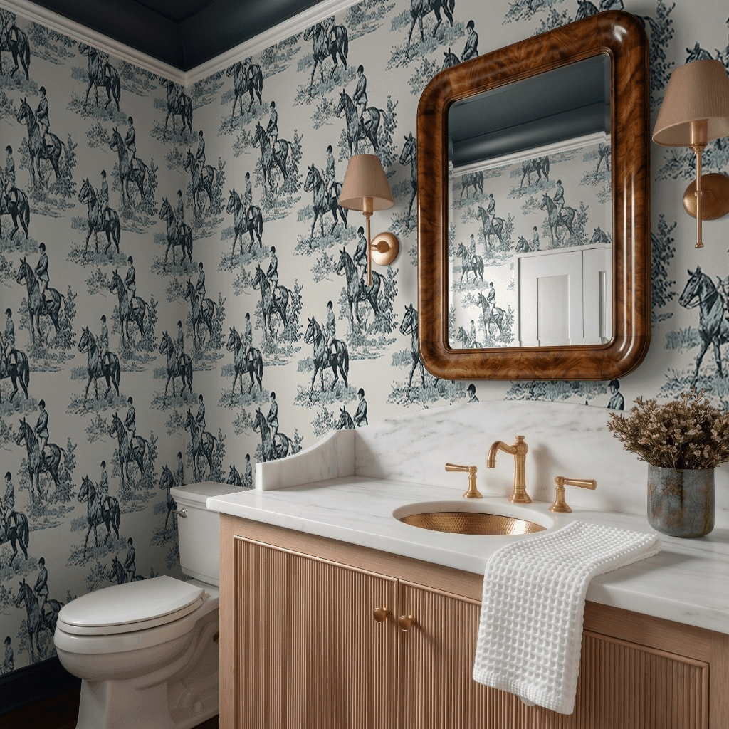 Equestrian Toile Wallpaper - Benton Lane Home - Painted Paper