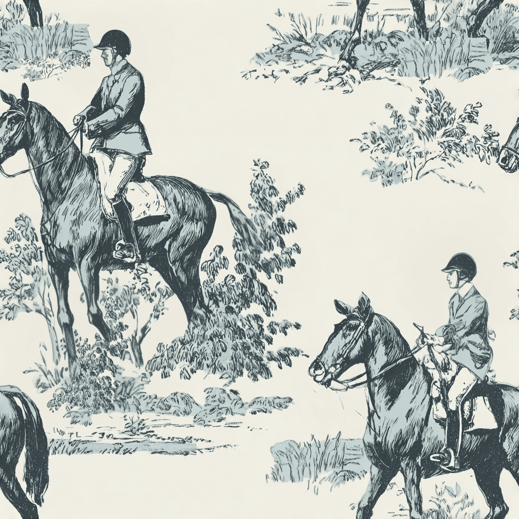Equestrian Toile Wallpaper - Benton Lane Home - Painted Paper