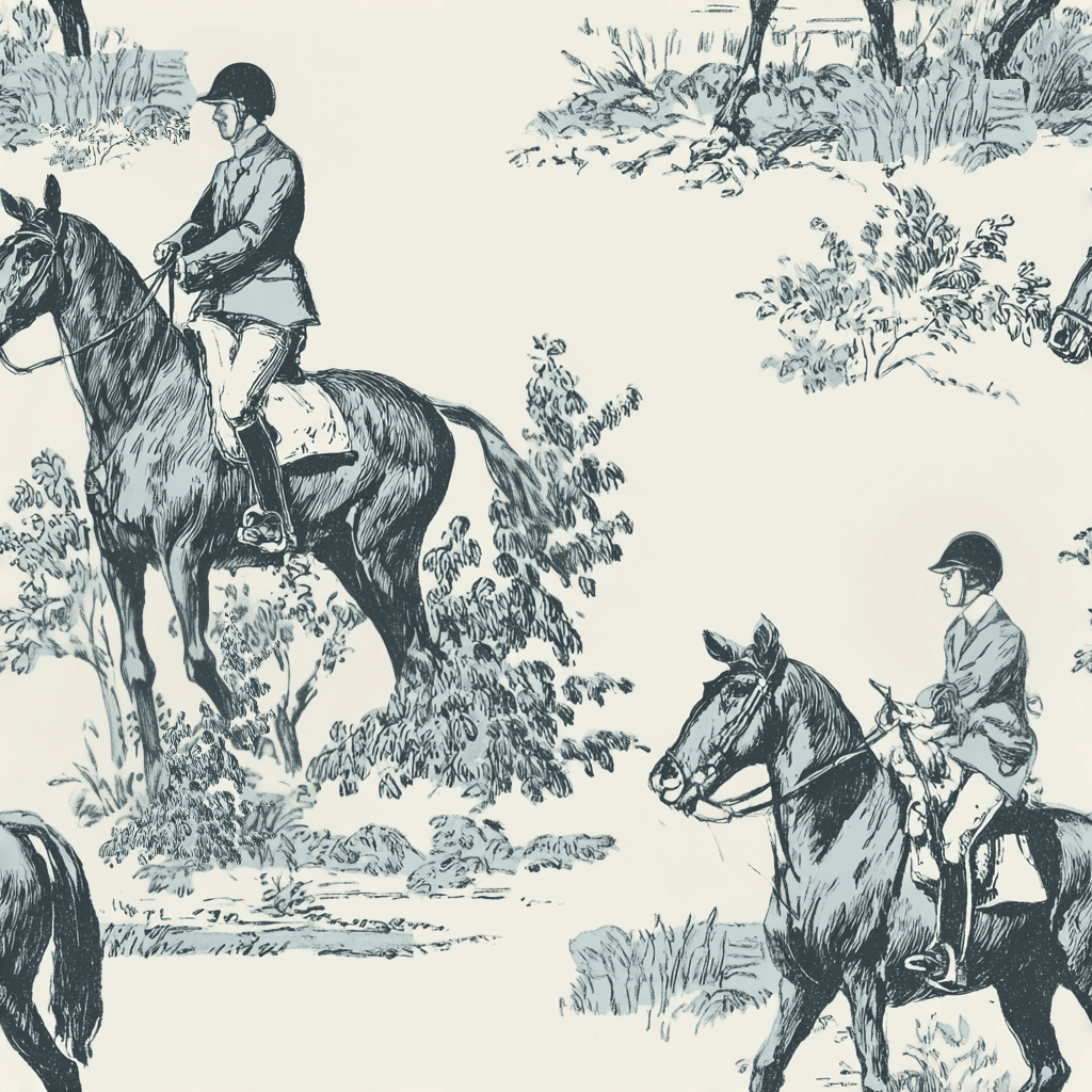 Equestrian Toile Wallpaper - Painted Paper