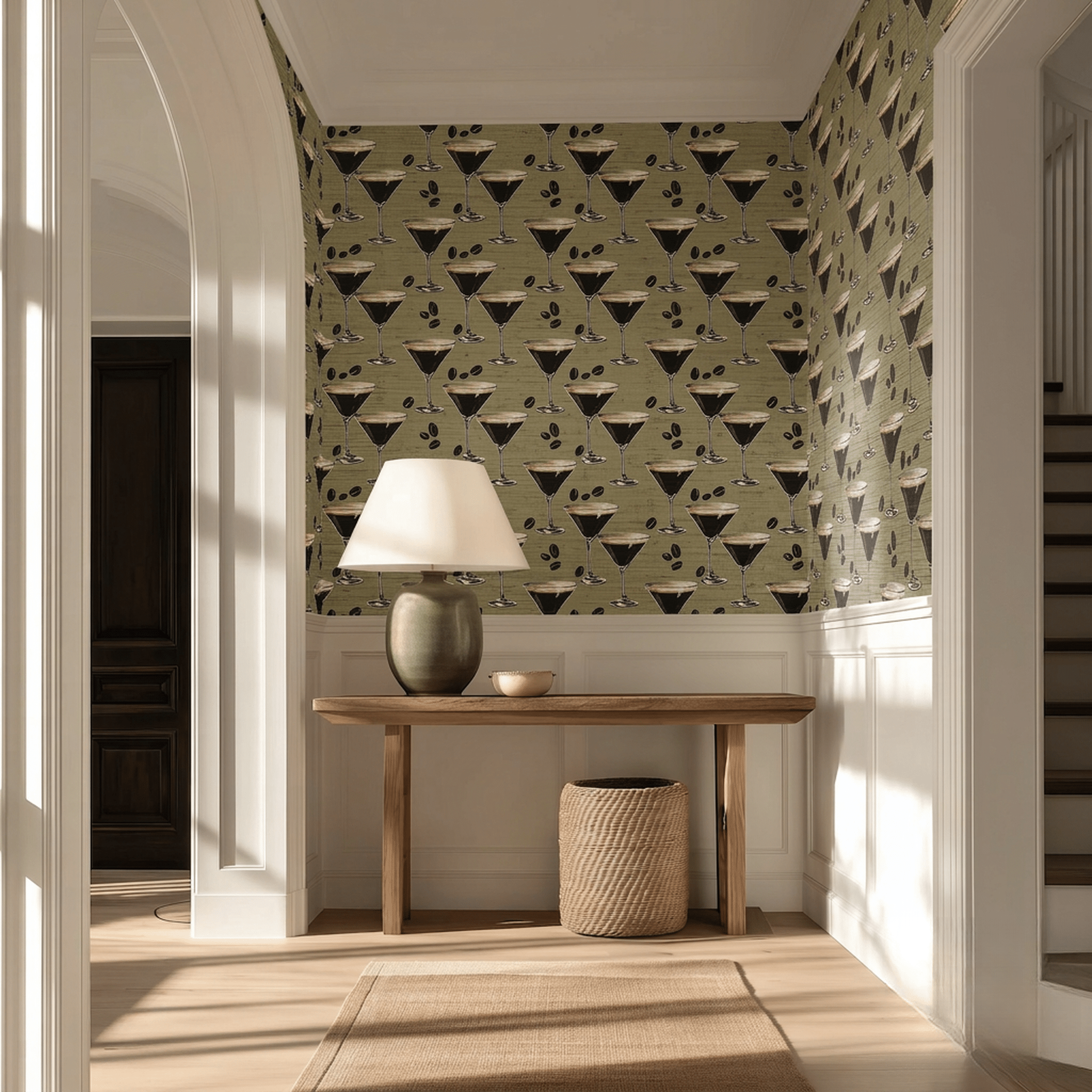 Espresso Tini Faux Grasscloth Wallpaper - Benton Lane Home - Painted Paper