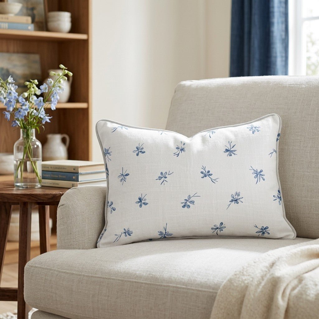Evie Blue Throw Pillow - Benton Lane Home - Lemon Park