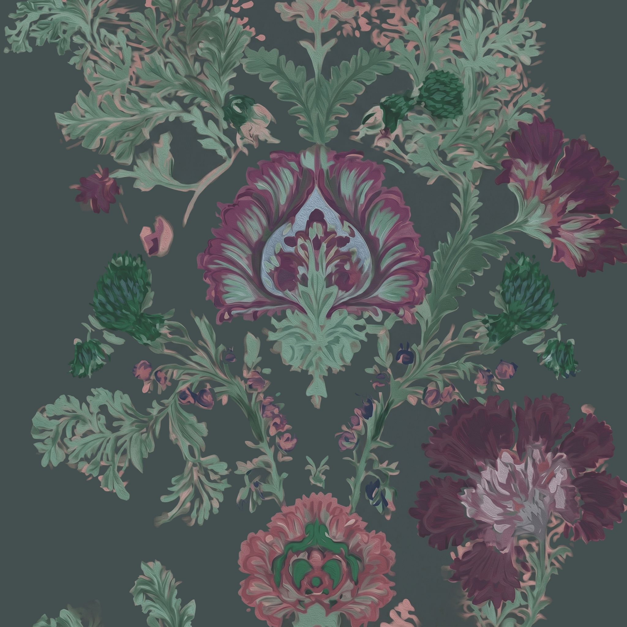 Fable Damask - Charcoal Wallpaper - Benton Lane Home - Benton Lane