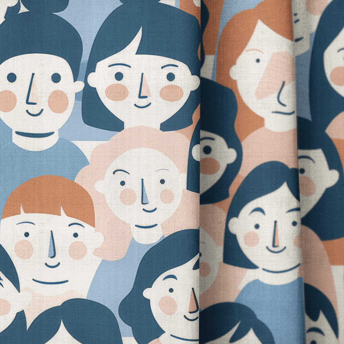 Faces in the Crowd - Drapery - Benton Lane Home - Lemon Park