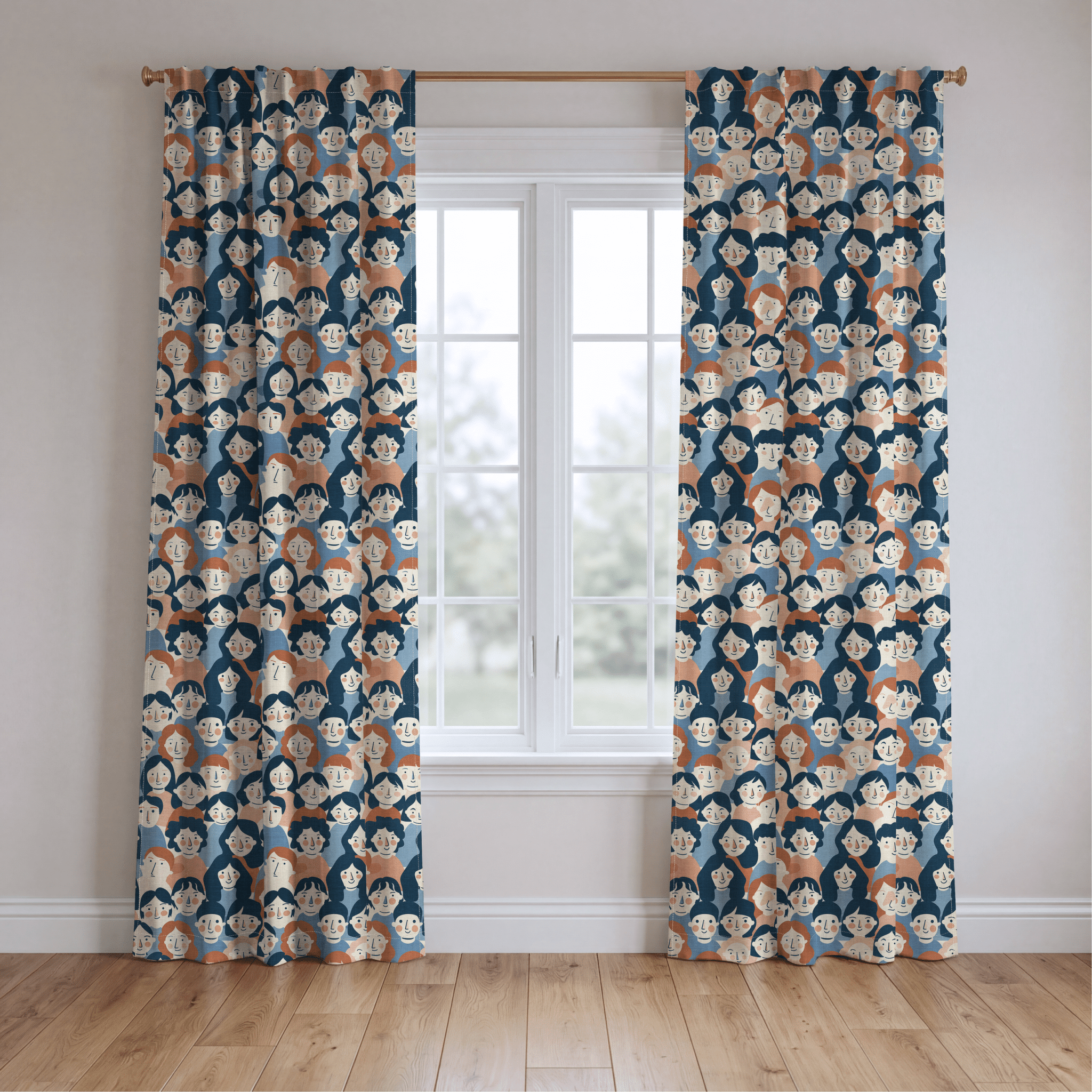 Faces in the Crowd - Drapery - Benton Lane Home - Lemon Park