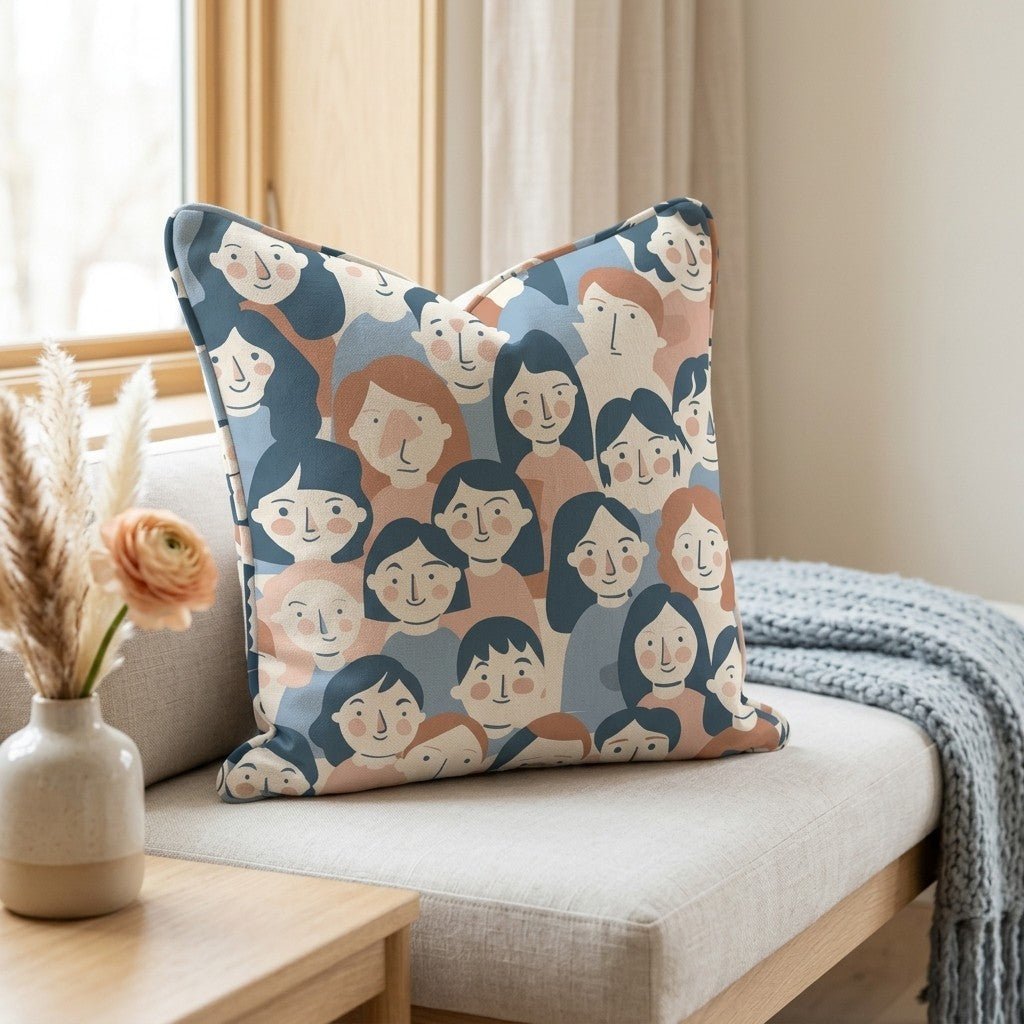 Faces in the Crowd Throw Pillow - Benton Lane Home - Lemon Park