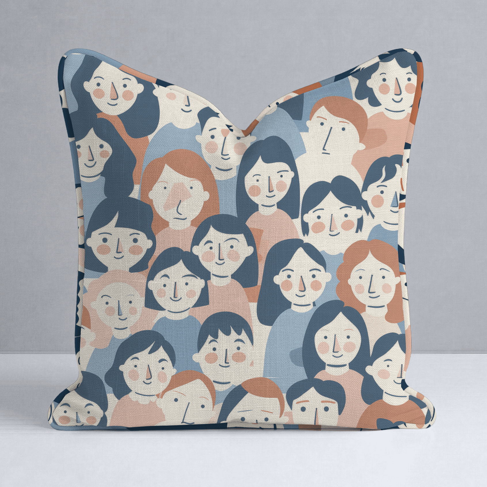 Faces in the Crowd Throw Pillow - Benton Lane Home - Lemon Park