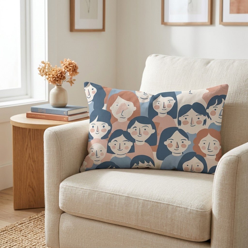 Faces in the Crowd Throw Pillow - Benton Lane Home - Lemon Park
