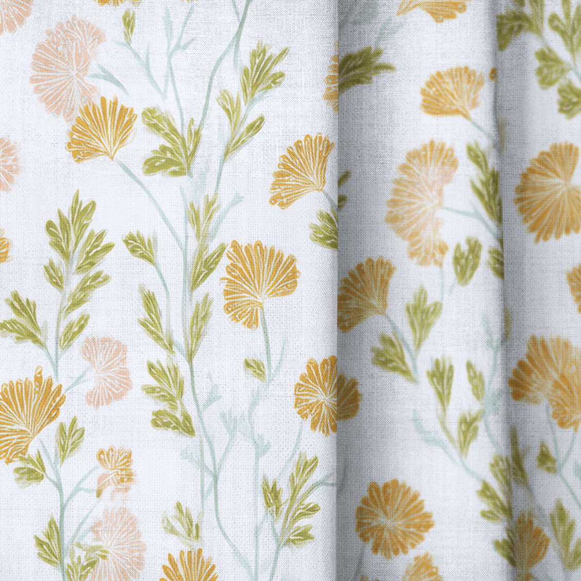 Faded Flora - Drapery - Benton Lane Home - Lemon Park