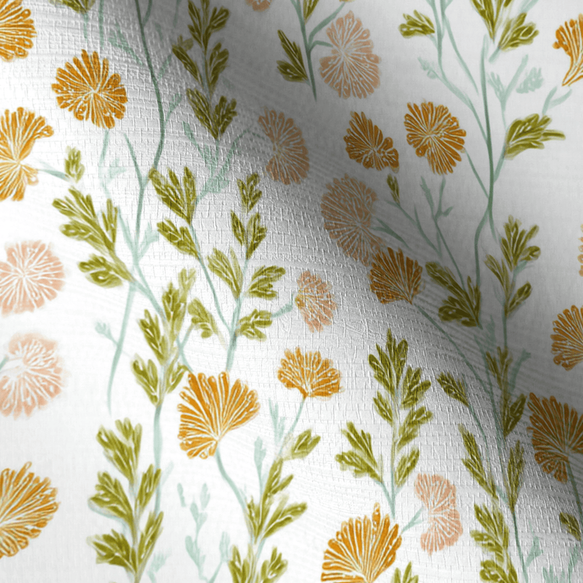 Faded Flora Faux Grasscloth Wallpaper - Lemon Park