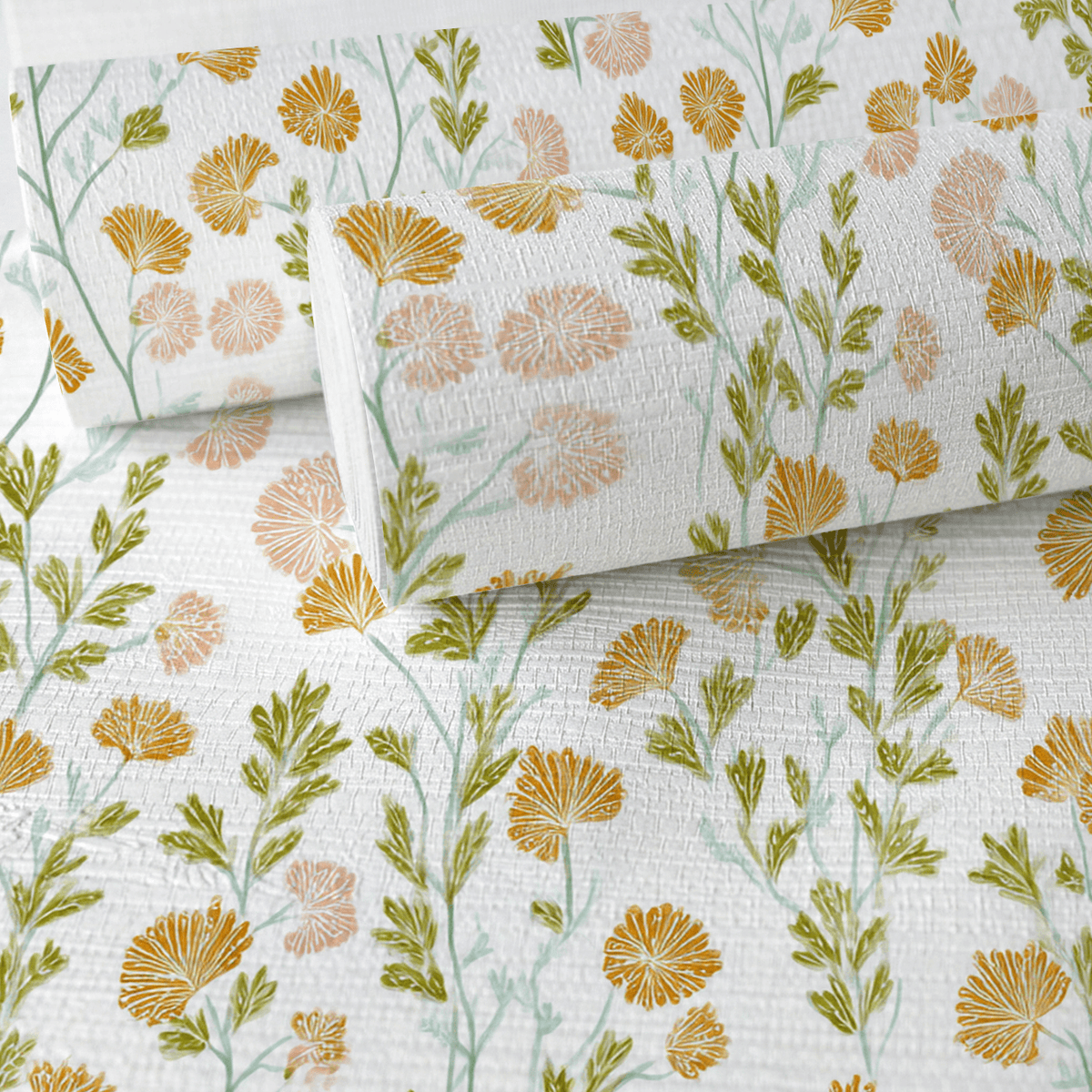 Faded Flora Faux Grasscloth Wallpaper - Lemon Park