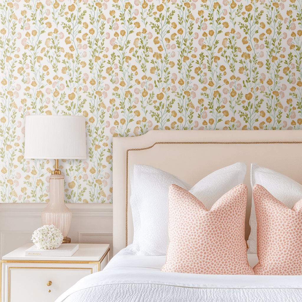 Faded Floral Wallpaper - Benton Lane Home - Lemon Park