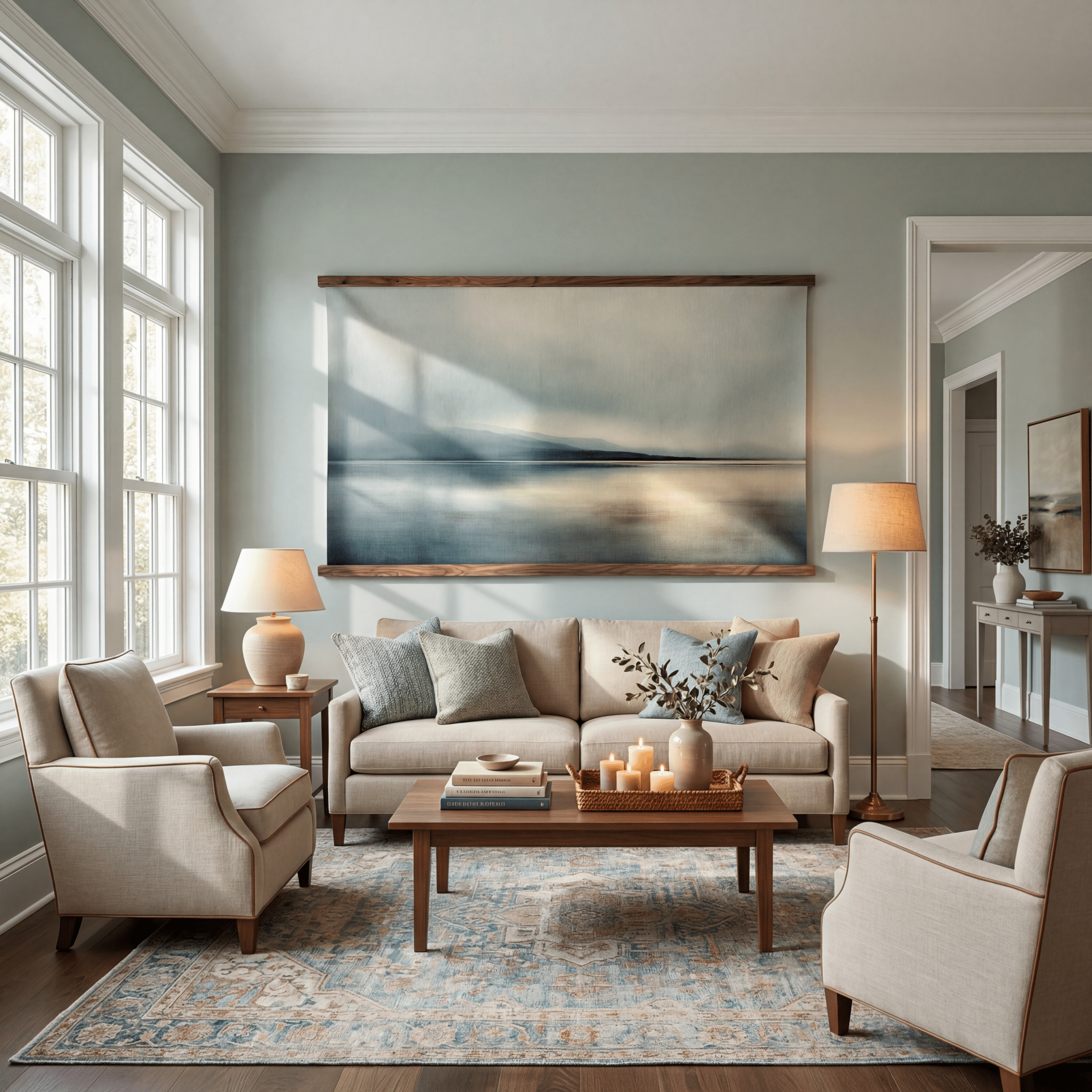Faded Shoreline - Tapestry - Benton Lane Home - Painted Paper