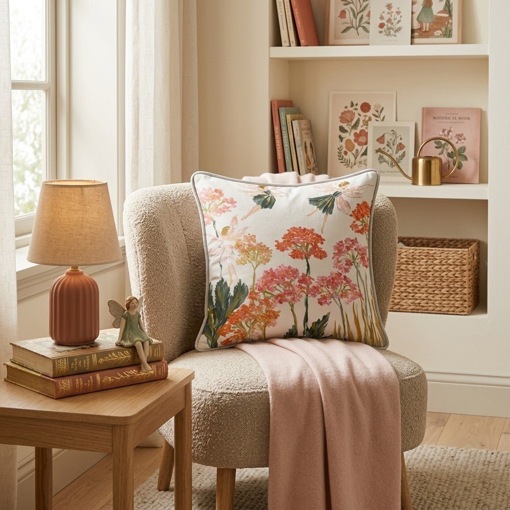 Fairies on Flowers Throw Pillow - Benton Lane Home - Hillcroft Home