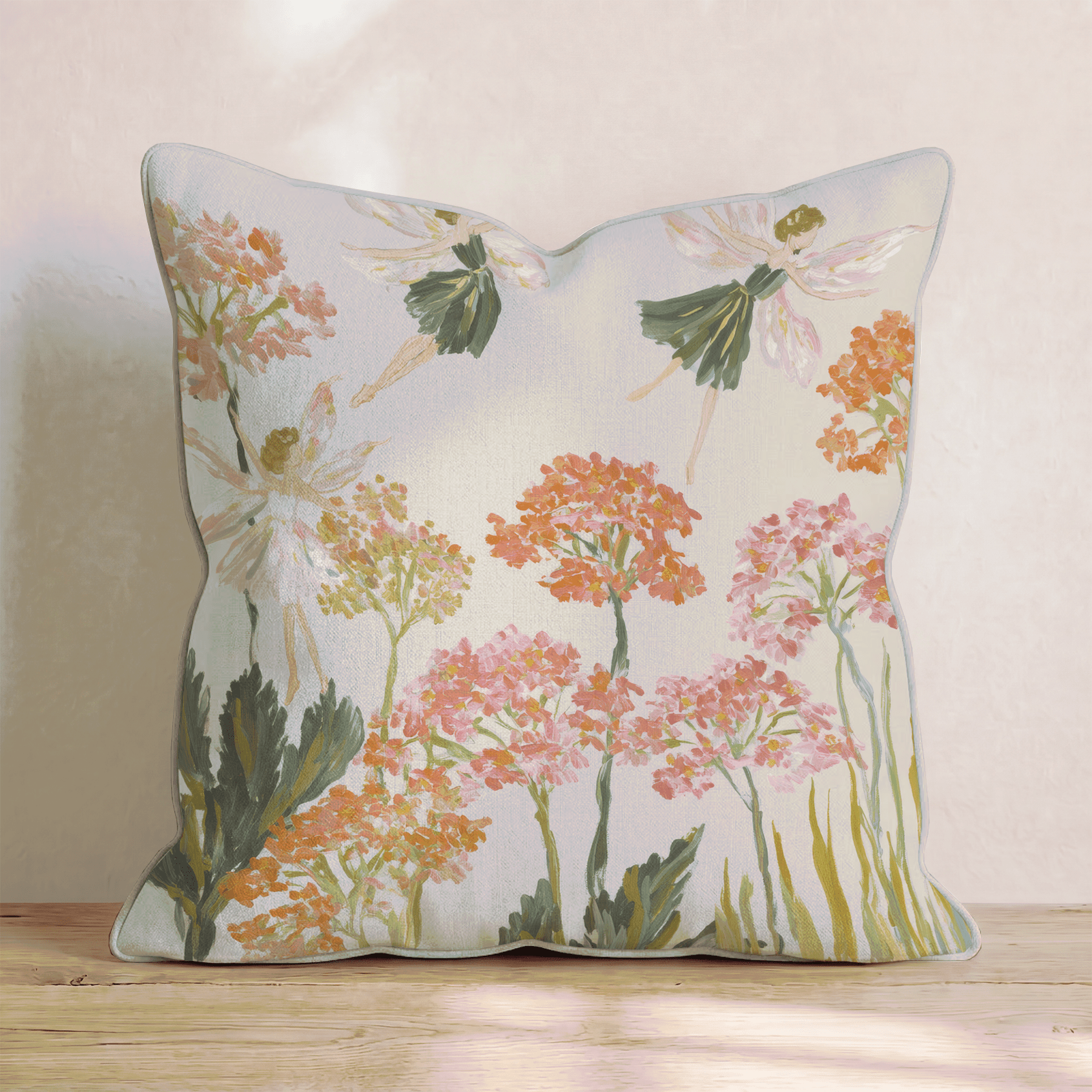 Fairies on Flowers Throw Pillow - Benton Lane Home - Hillcroft Home