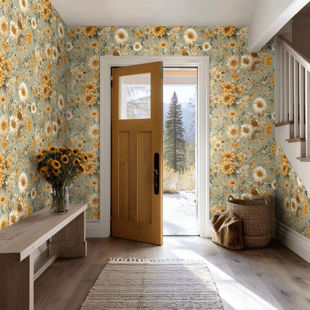 Farmhouse Blooms Wallpaper - Benton Lane Home - Painted Paper