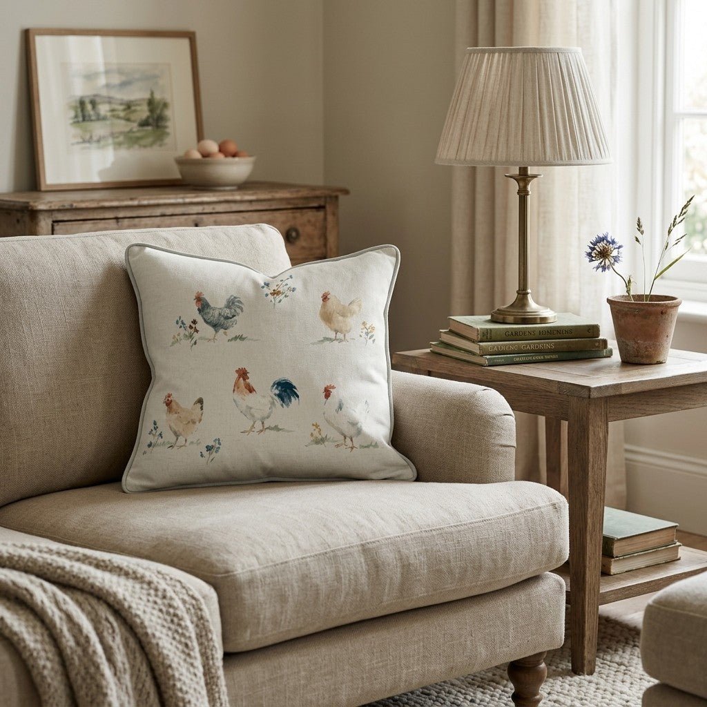 Farmhouse Chickens Throw Pillow - Benton Lane Home - Hillcroft Home