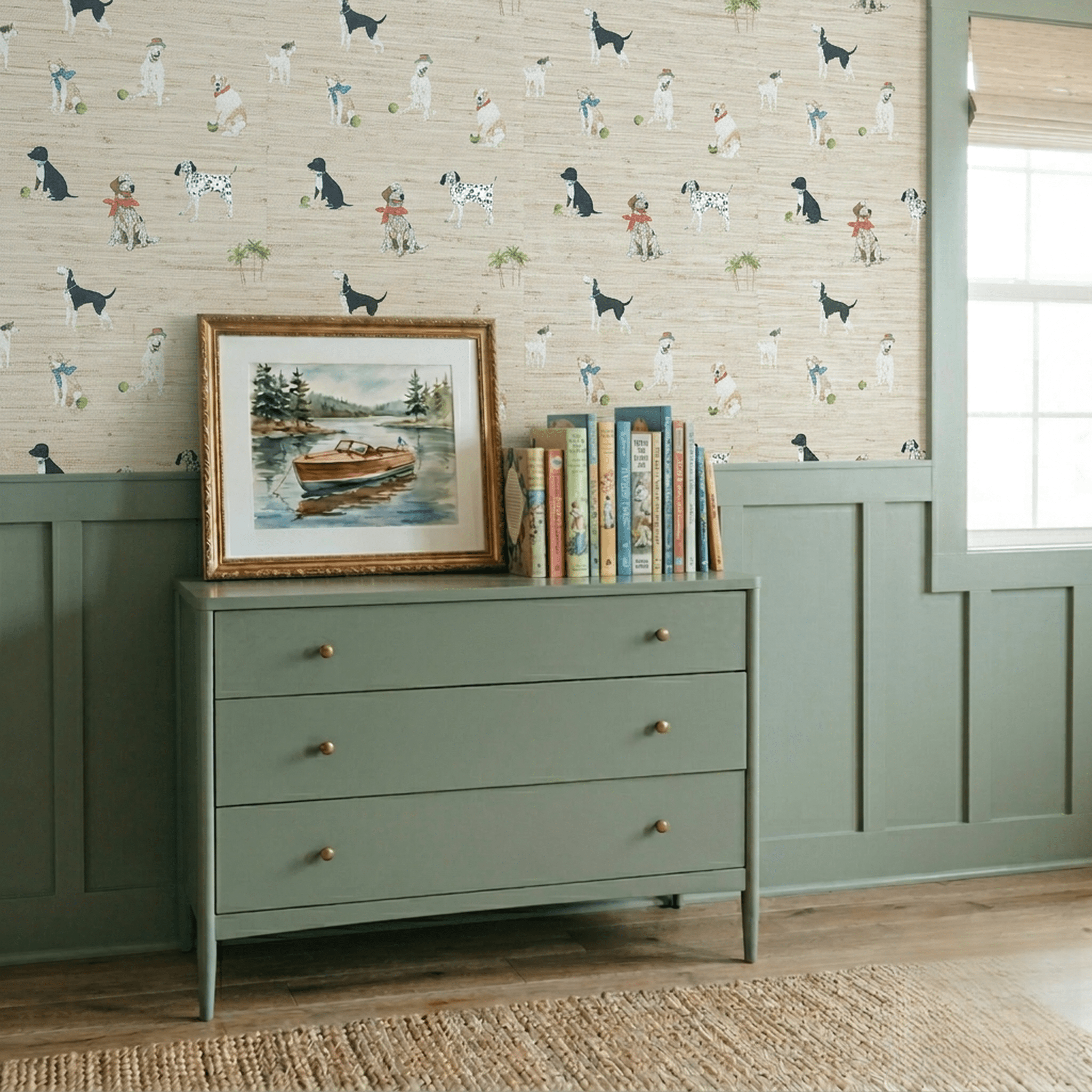Fetch & Leisure Faux Grasscloth Wallpaper - Benton Lane Home - Painted Paper