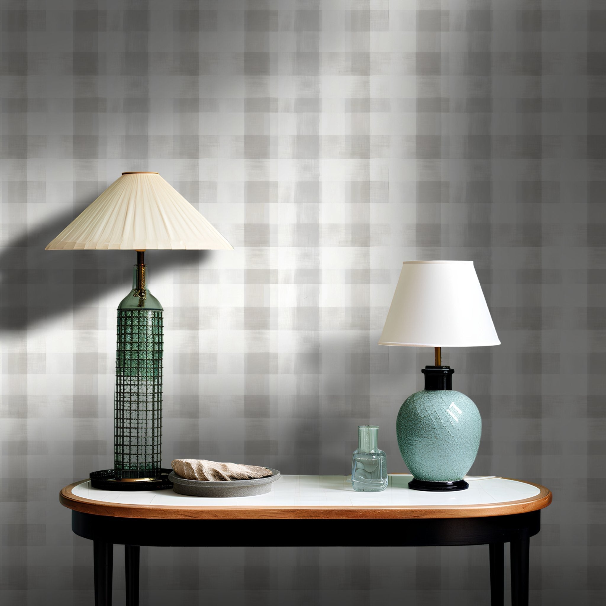 Finnegan Checked Faux Grasscloth Wallpaper - Benton Lane Home - Painted Paper