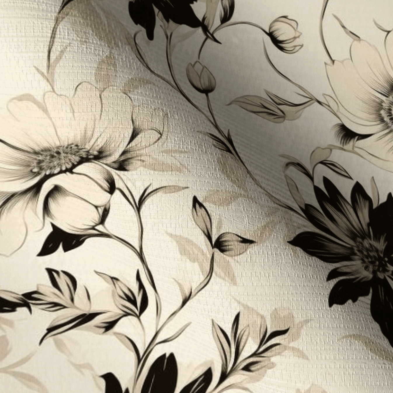 Fiona Floral Faux Grasscloth Wallpaper - Painted Paper
