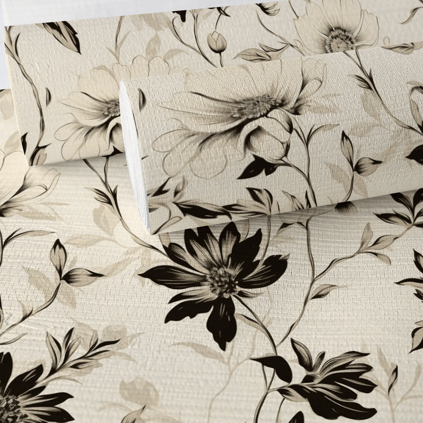 Fiona Floral Faux Grasscloth Wallpaper - Painted Paper