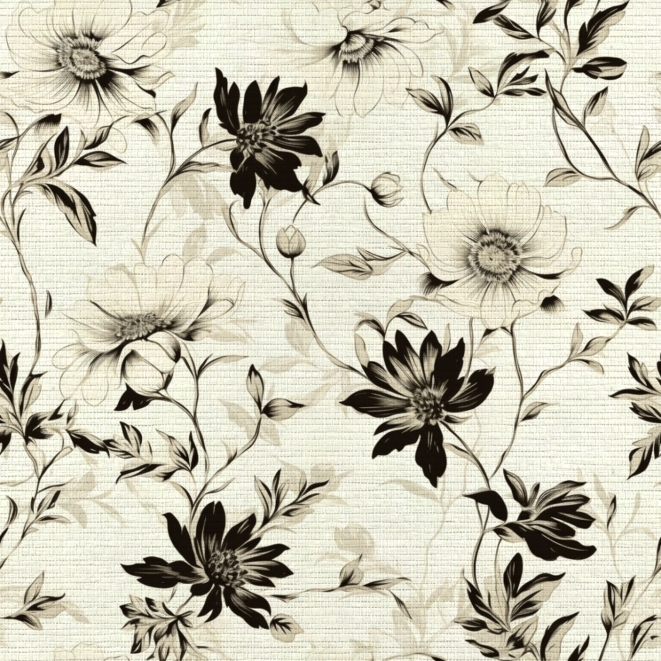 Fiona Floral Faux Grasscloth Wallpaper - Painted Paper