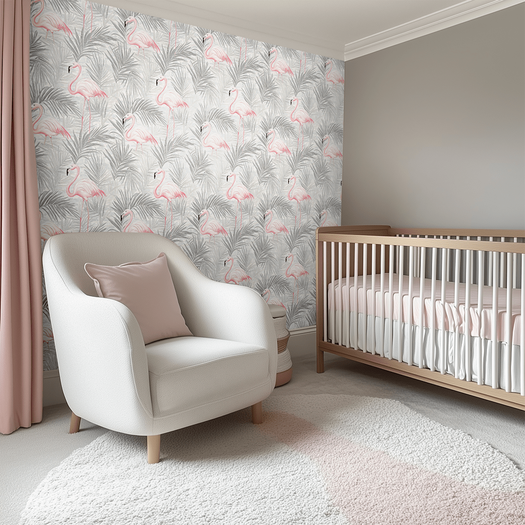 Flamingo Veil Wallpaper - Benton Lane Home - Painted Paper