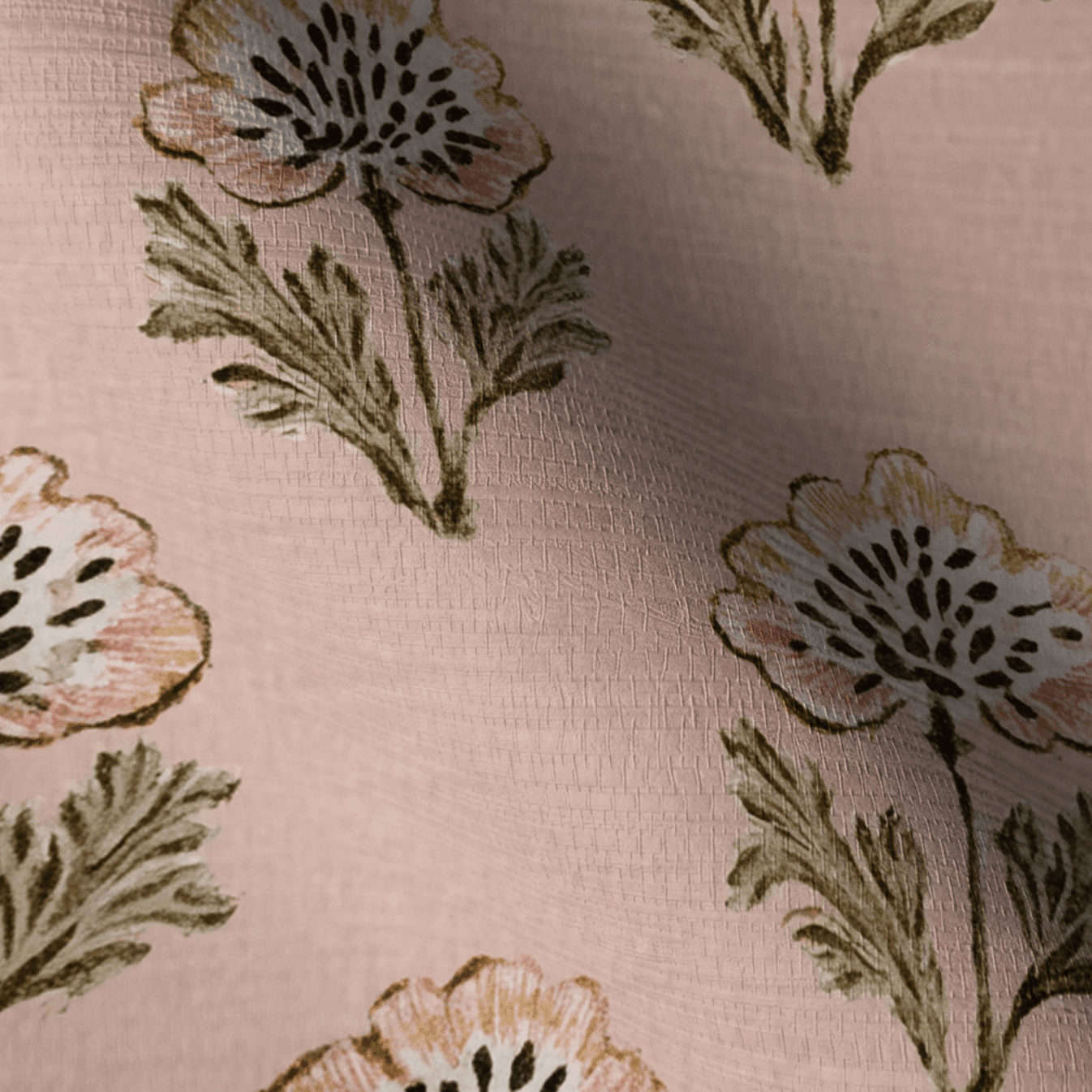 Flora Cascade Faux Grasscloth Wallpaper - Painted Paper