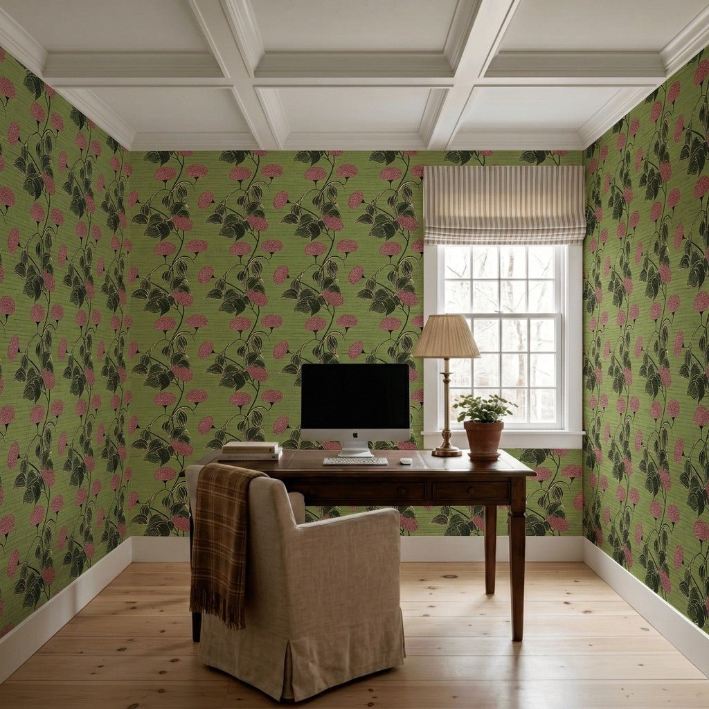 Flora Fresco Faux Grasscloth Wallpaper - Painted Paper