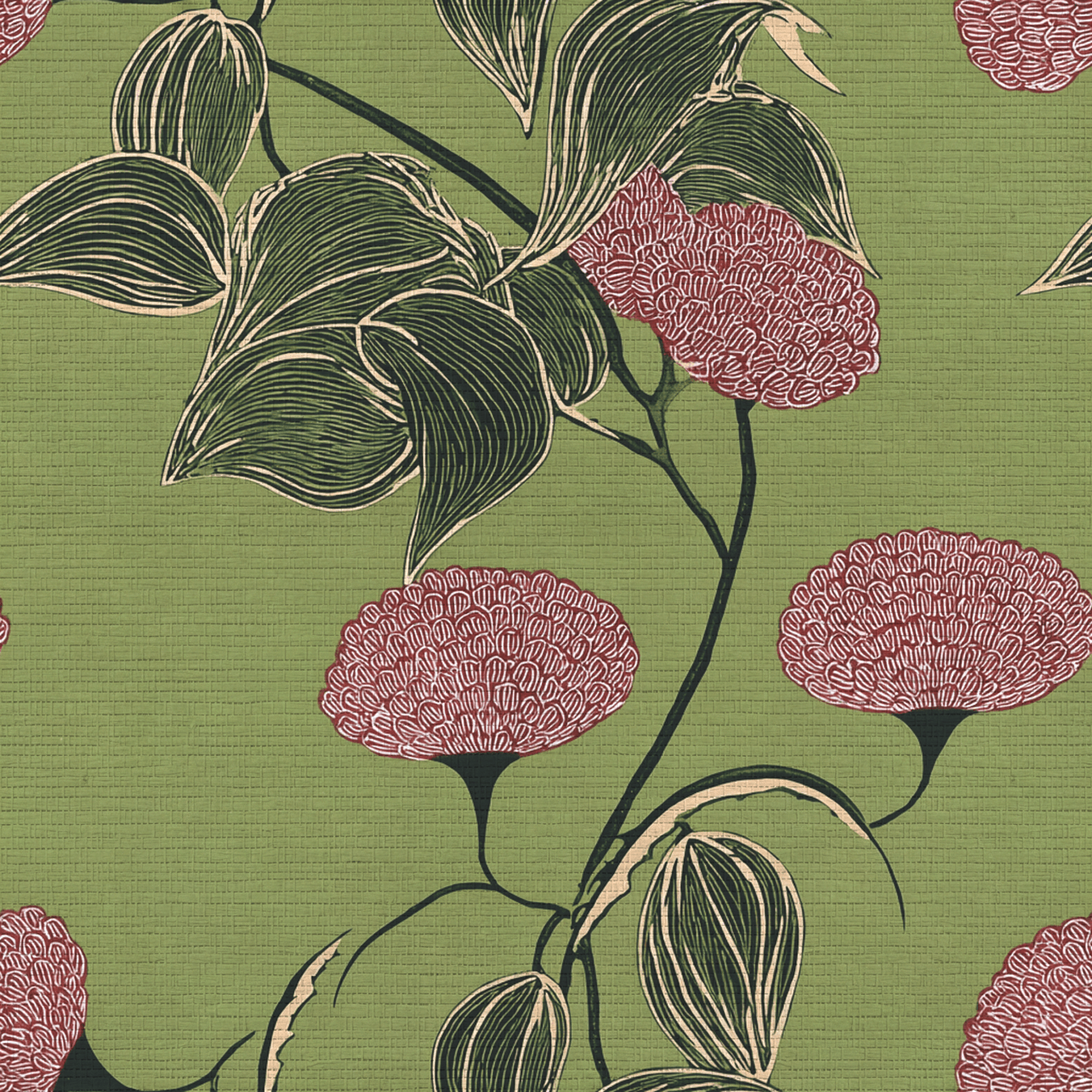 Flora Fresco Faux Grasscloth Wallpaper - Painted Paper