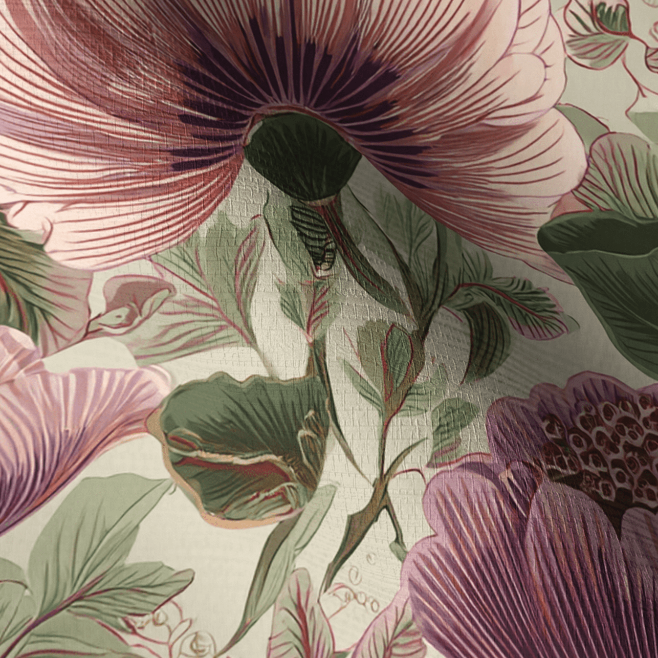 Floral Escape Faux Grasscloth Wallpaper - Painted Paper
