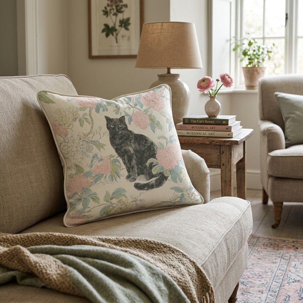 Floral Feline Throw Pillow - Benton Lane Home - Hillcroft Home