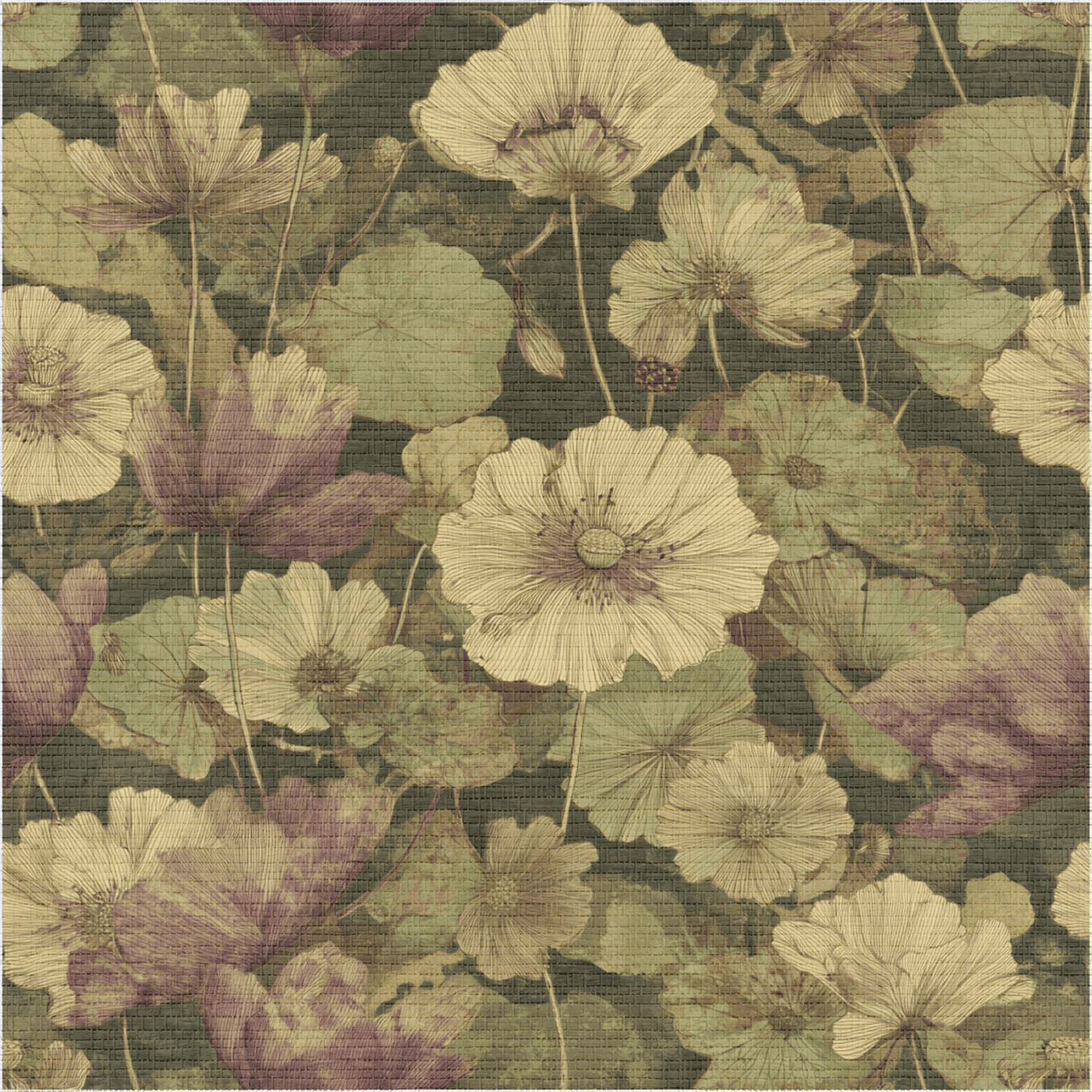 Floral Foliage Faux Grasscloth Wallpaper - Benton Lane Home - Painted Paper