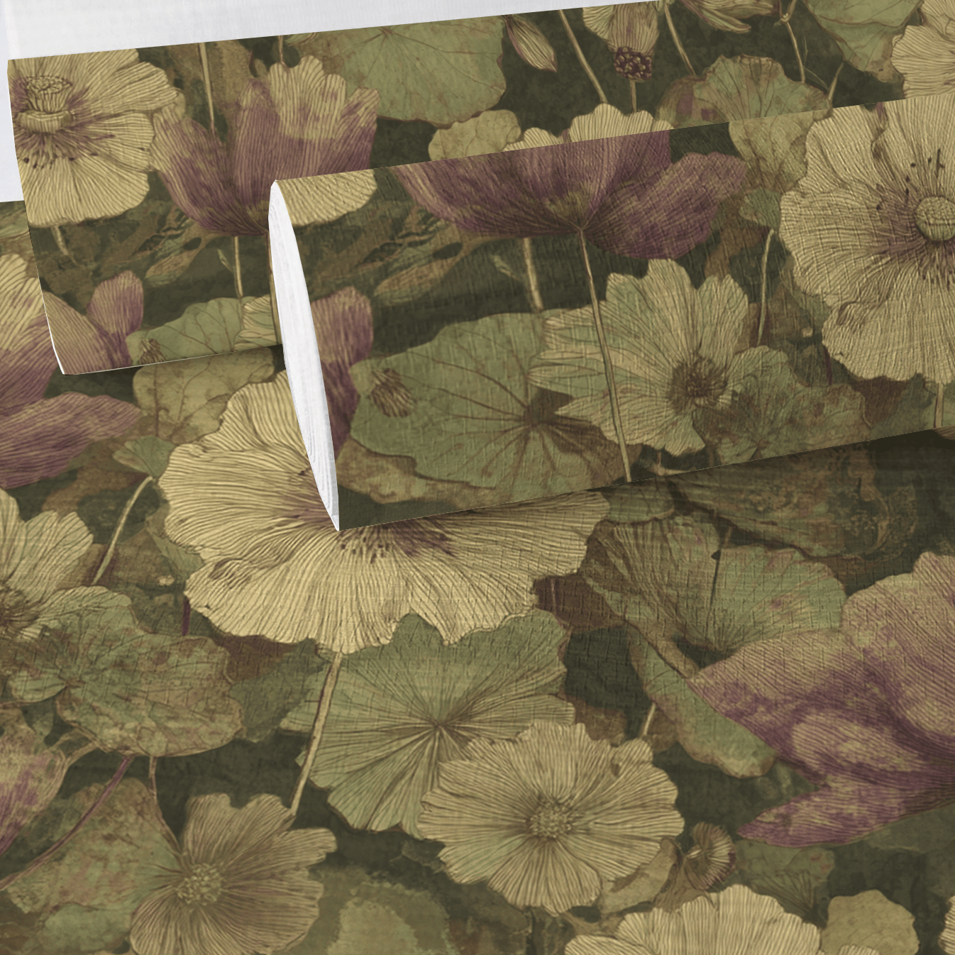 Floral Foliage Faux Grasscloth Wallpaper - Painted Paper