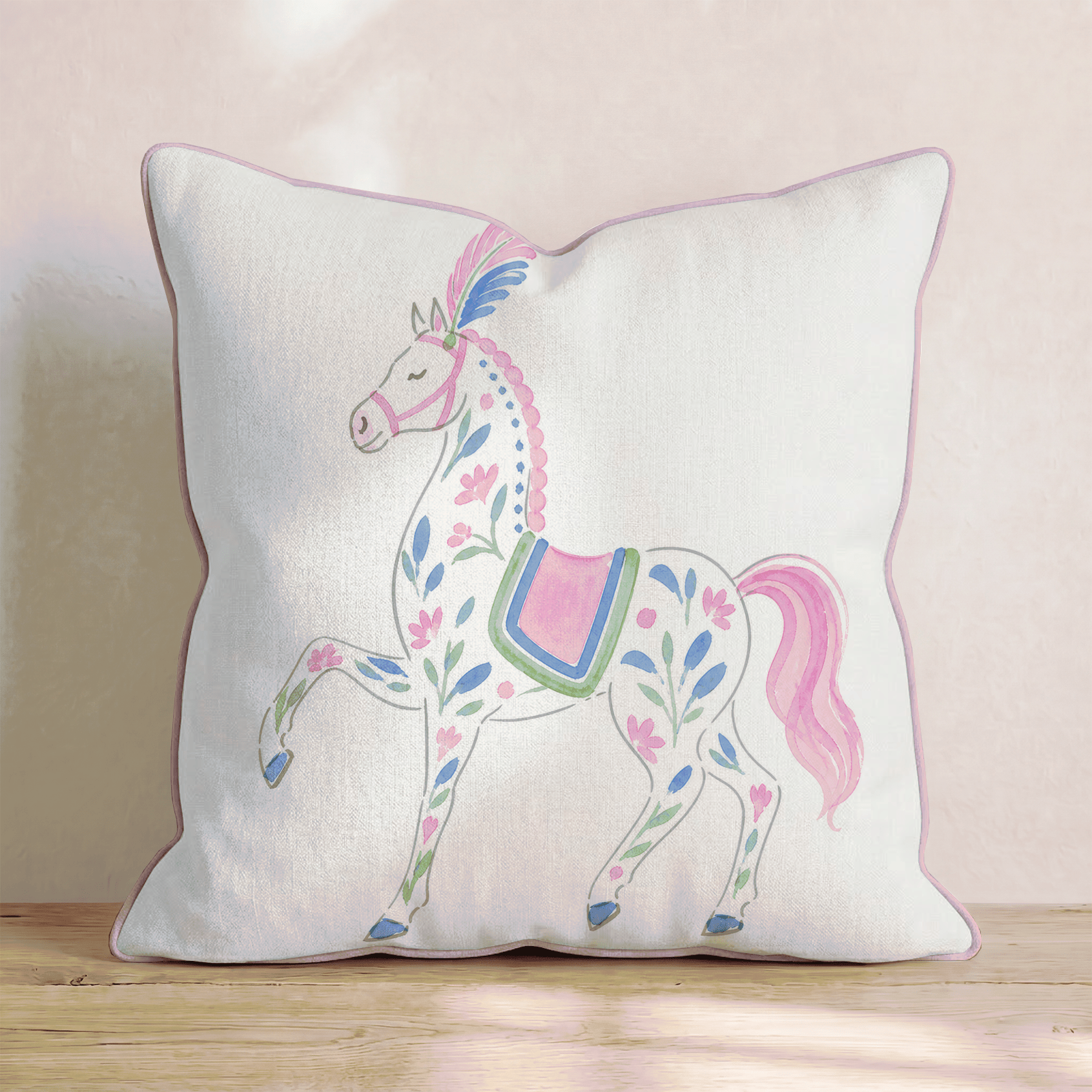 Floral Horse Throw Pillow - Benton Lane Home - Hillcroft Home