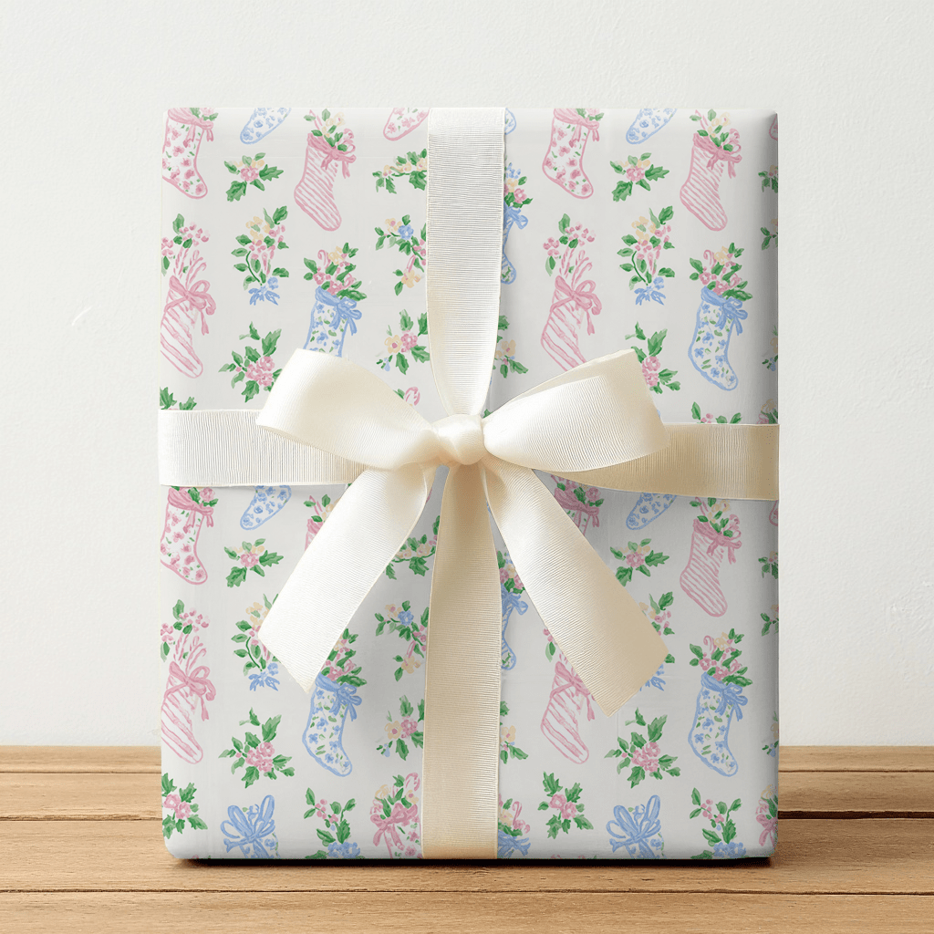 Floral Stockings - Wrapping Paper - Benton Lane Home - Lemon Park