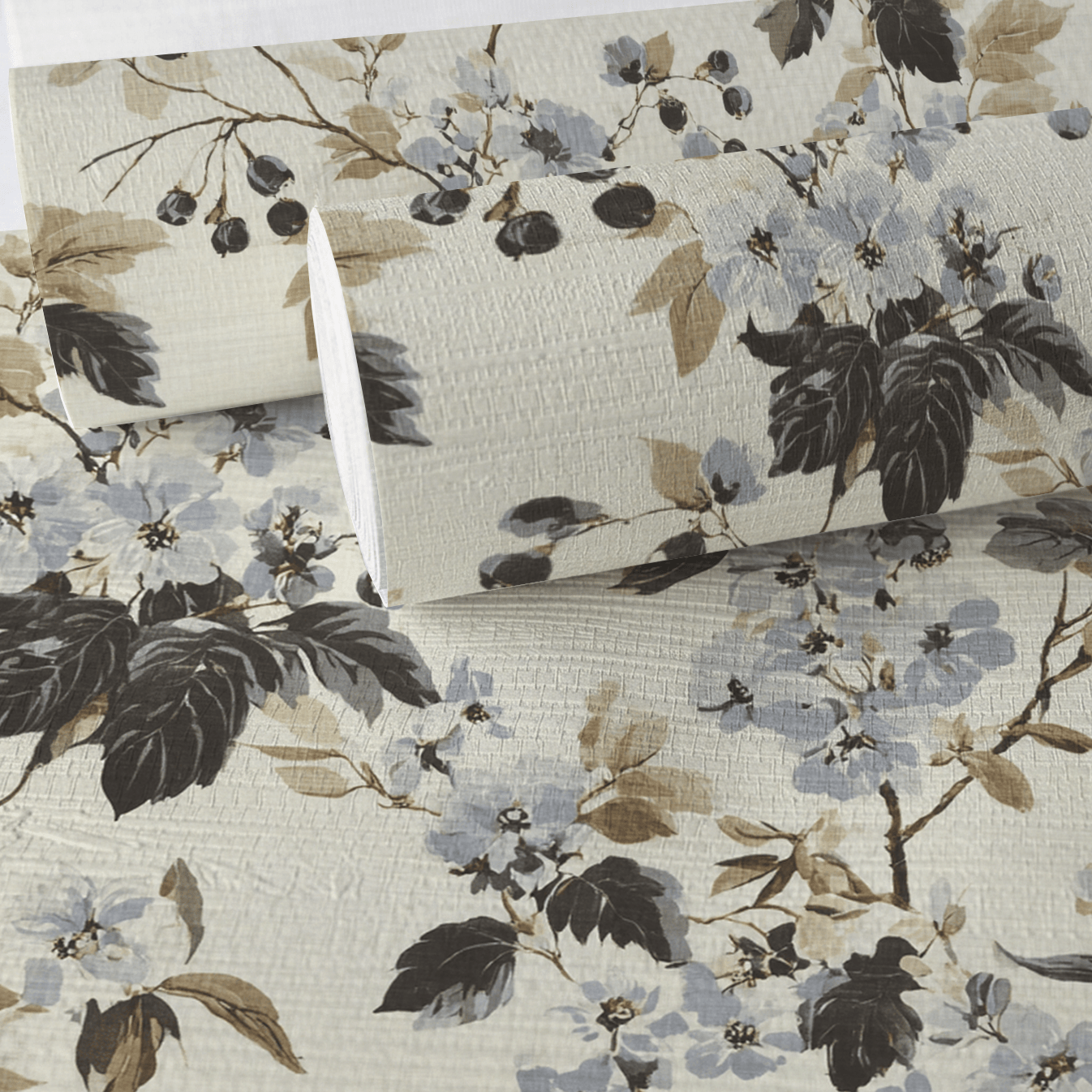 Florals & Vines Faux Grasscloth Wallpaper - Painted Paper
