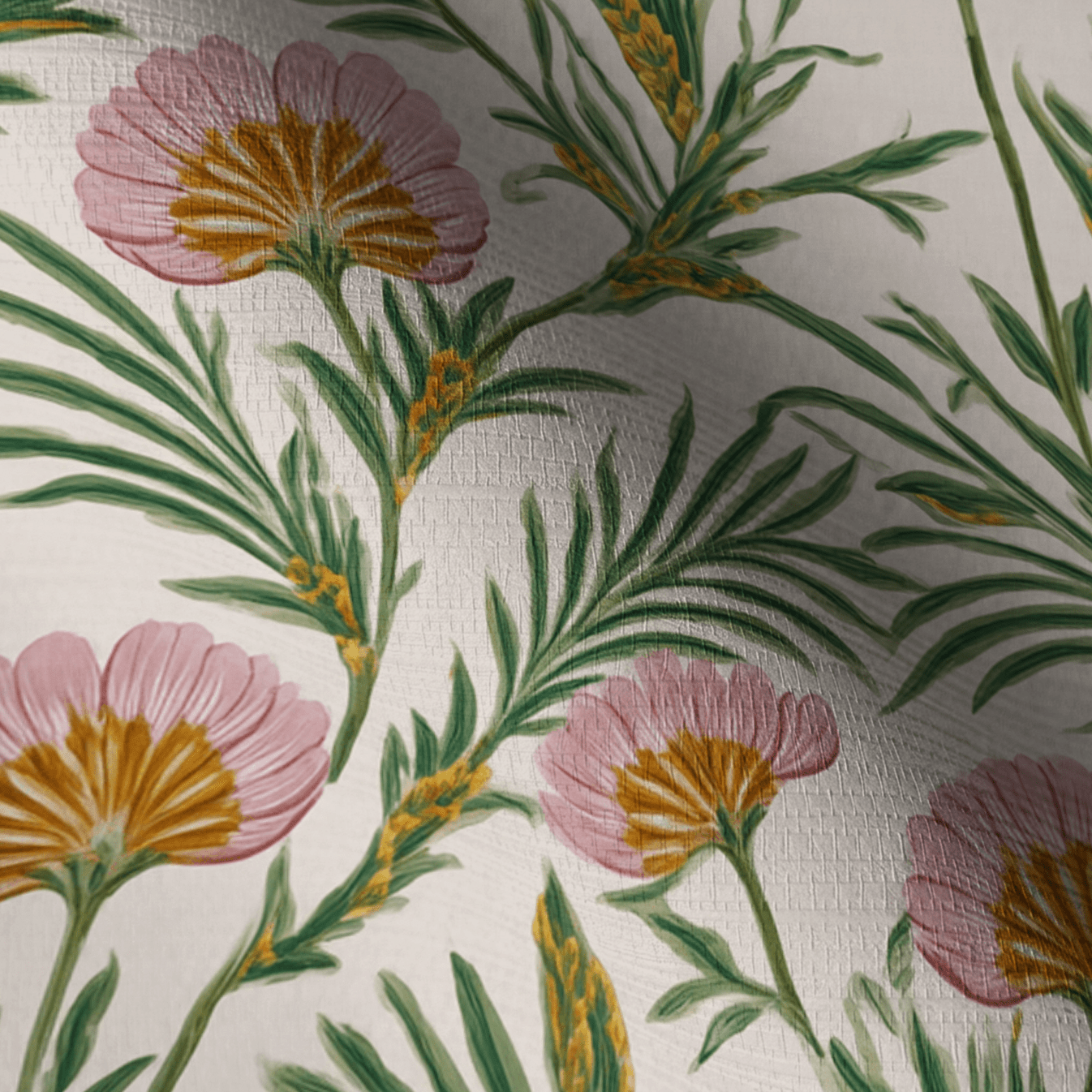 Folk Flor Faux Grasscloth Wallpaper - Painted Paper