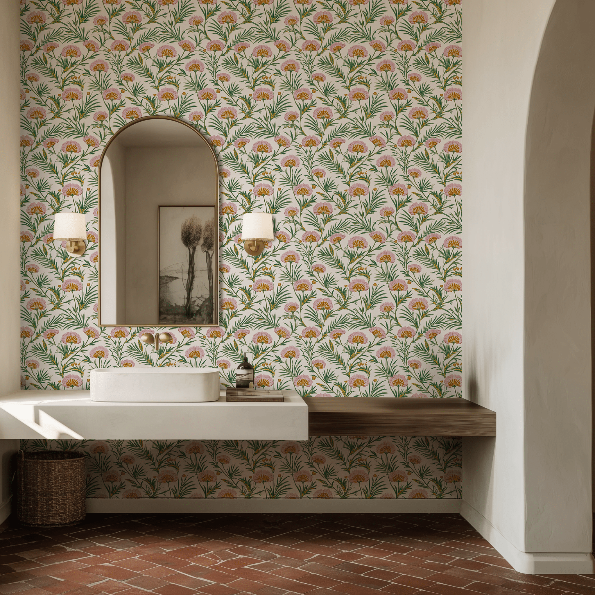 Folk Flor Wallpaper - Painted Paper
