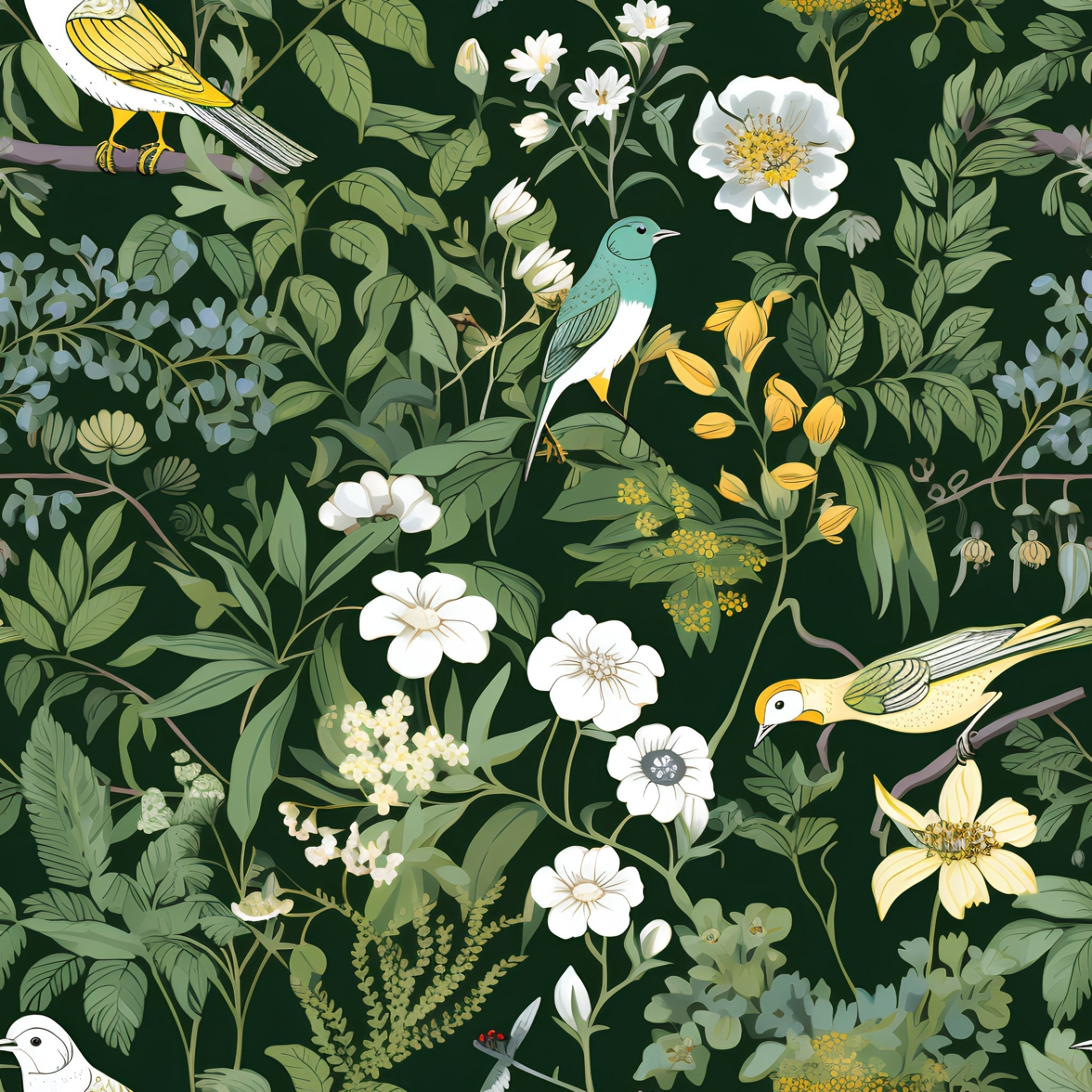 Forest Birds Wallpaper - Benton Lane Home - Painted Paper
