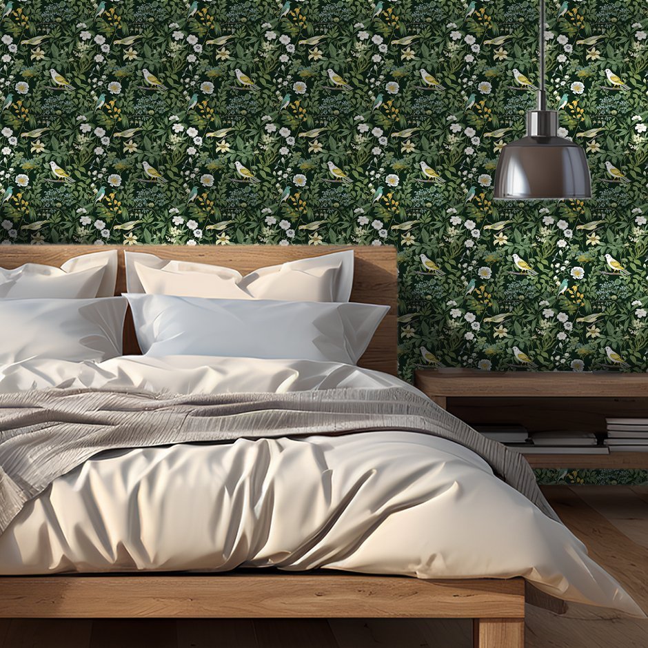 Forest Birds Wallpaper - Benton Lane Home - Painted Paper