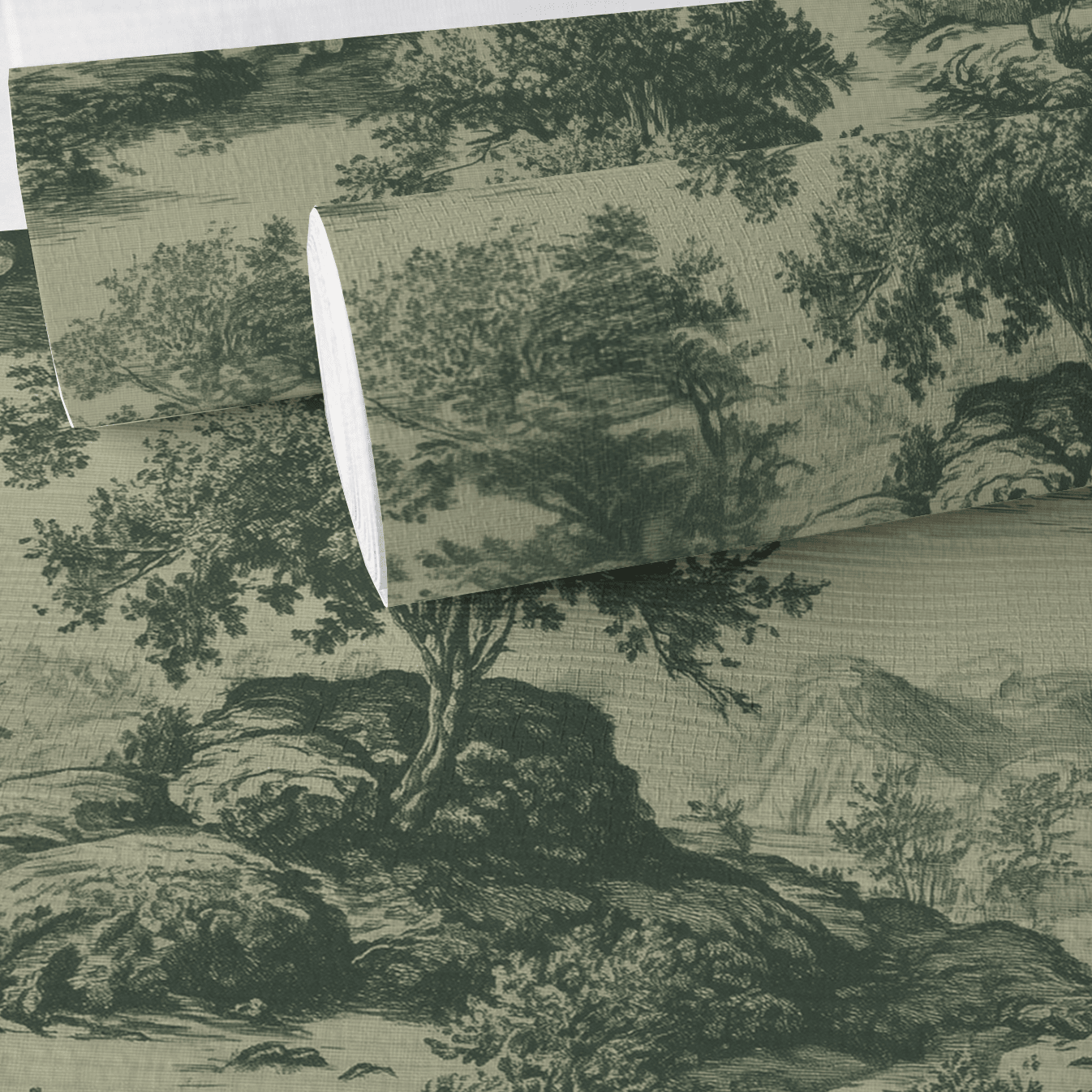 Forrest Ink Toile Faux Grasscloth Wallpaper - Painted Paper